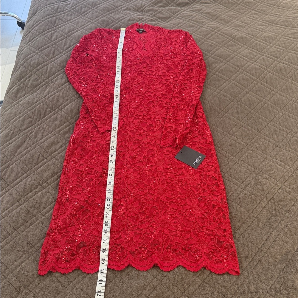 Marina Red Lace Sequin Dress size 8 -NWT - Picture 15 of 17